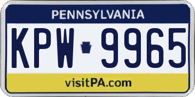 PA license plate KPW9965