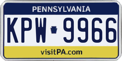 PA license plate KPW9966