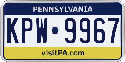 PA license plate KPW9967