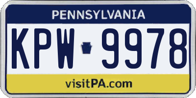 PA license plate KPW9978