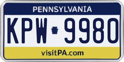 PA license plate KPW9980