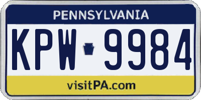PA license plate KPW9984