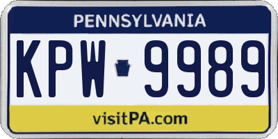 PA license plate KPW9989