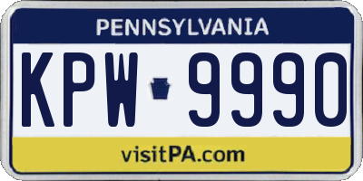 PA license plate KPW9990