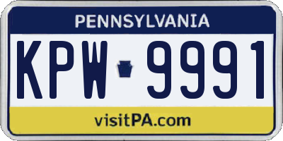 PA license plate KPW9991