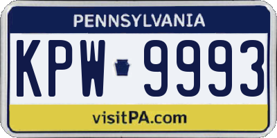 PA license plate KPW9993