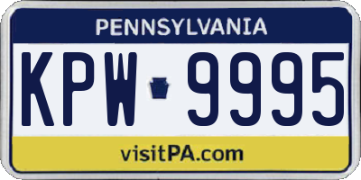 PA license plate KPW9995
