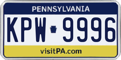 PA license plate KPW9996