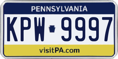 PA license plate KPW9997