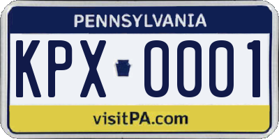 PA license plate KPX0001