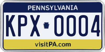 PA license plate KPX0004