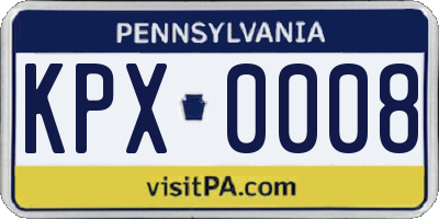 PA license plate KPX0008