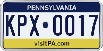 PA license plate KPX0017