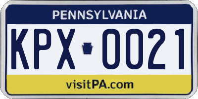 PA license plate KPX0021