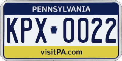 PA license plate KPX0022