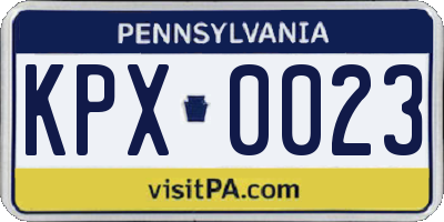 PA license plate KPX0023