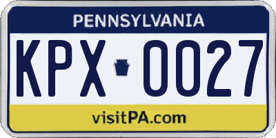 PA license plate KPX0027