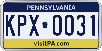 PA license plate KPX0031