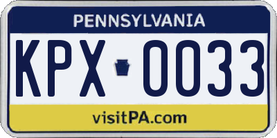 PA license plate KPX0033