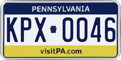 PA license plate KPX0046