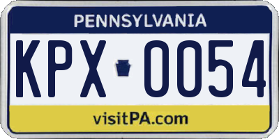 PA license plate KPX0054