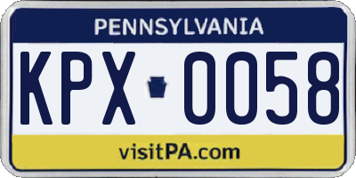 PA license plate KPX0058
