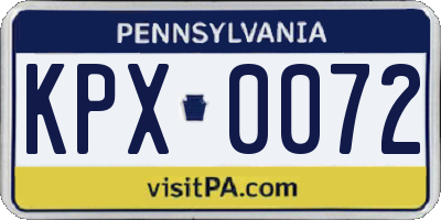 PA license plate KPX0072