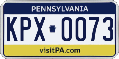 PA license plate KPX0073