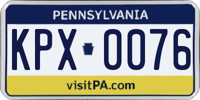 PA license plate KPX0076