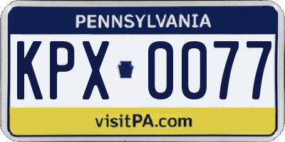 PA license plate KPX0077