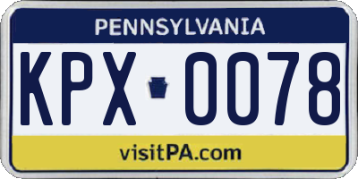 PA license plate KPX0078