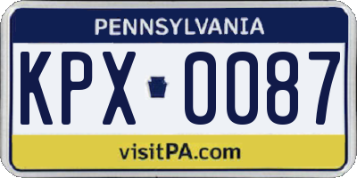 PA license plate KPX0087