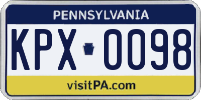 PA license plate KPX0098