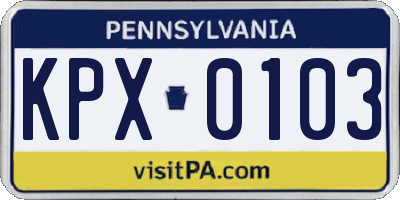 PA license plate KPX0103