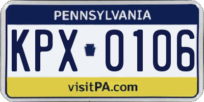 PA license plate KPX0106