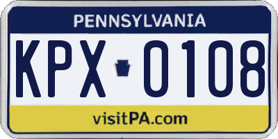 PA license plate KPX0108