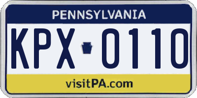 PA license plate KPX0110