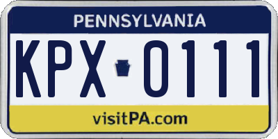 PA license plate KPX0111