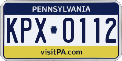 PA license plate KPX0112