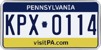 PA license plate KPX0114