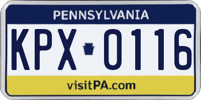 PA license plate KPX0116