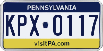 PA license plate KPX0117