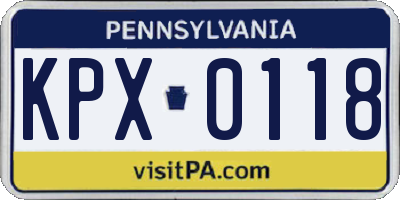 PA license plate KPX0118
