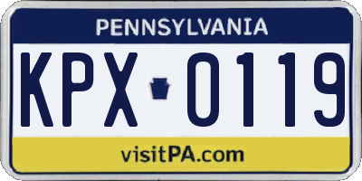 PA license plate KPX0119