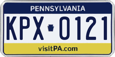 PA license plate KPX0121