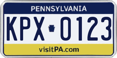 PA license plate KPX0123