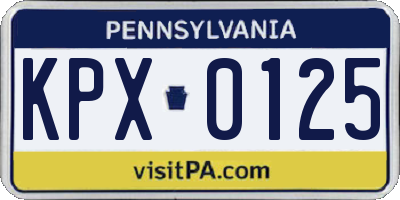 PA license plate KPX0125