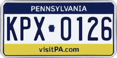 PA license plate KPX0126