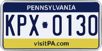 PA license plate KPX0130