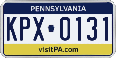 PA license plate KPX0131